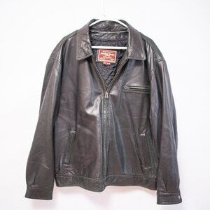 Vintage 90s American Classics Leather Jacket XL Black Lined Grunge Distressed